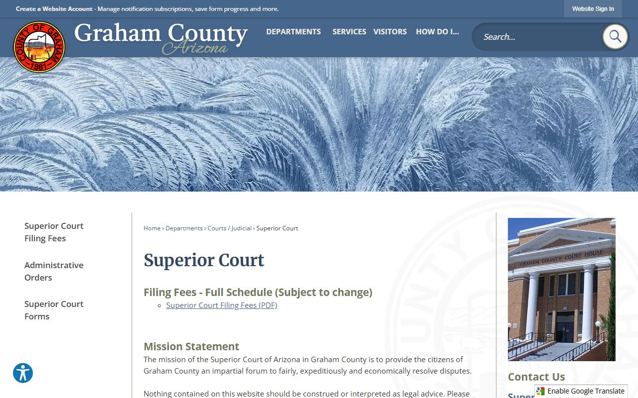 Graham County Superior Court page