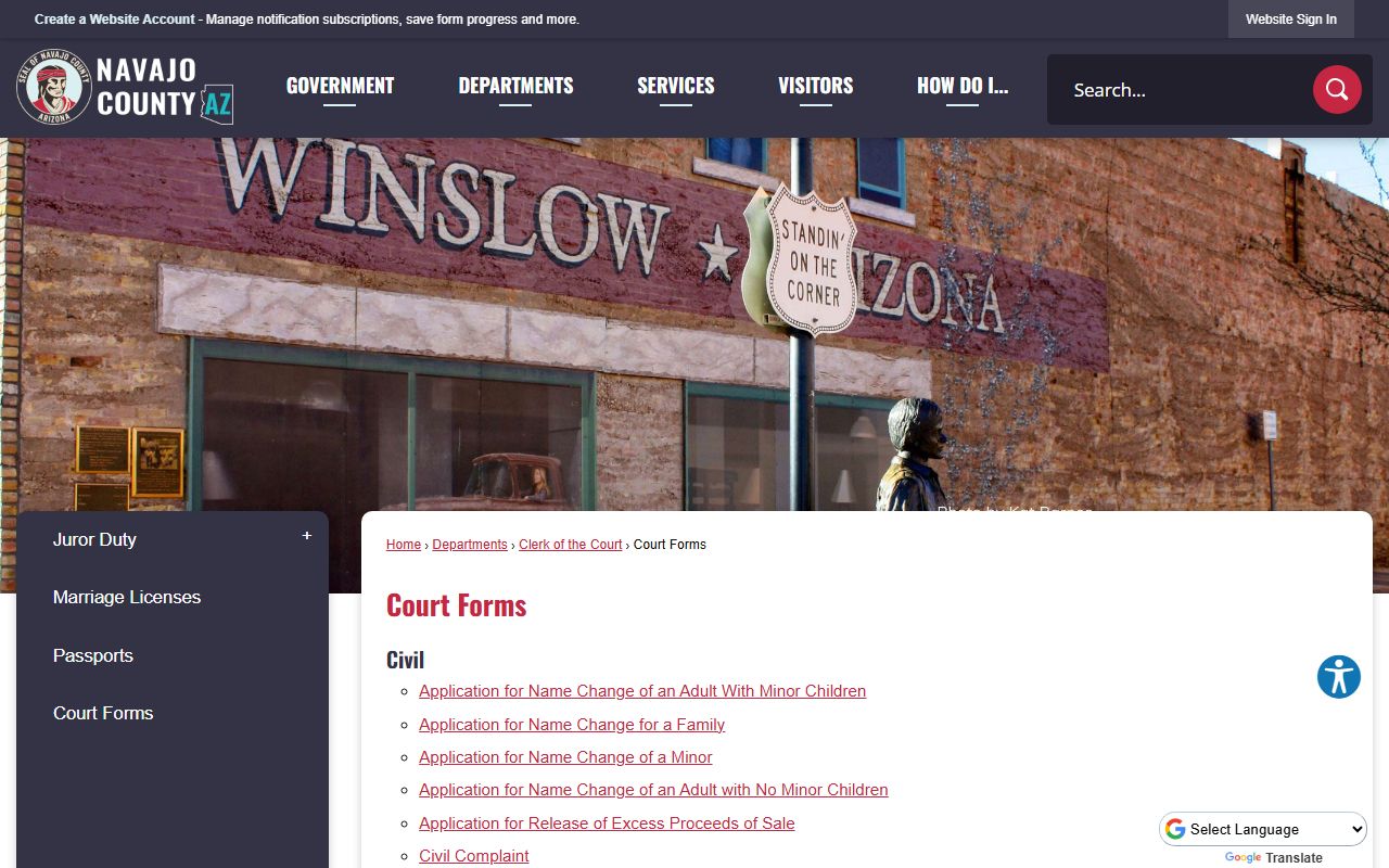 Navajo County court forms and resources