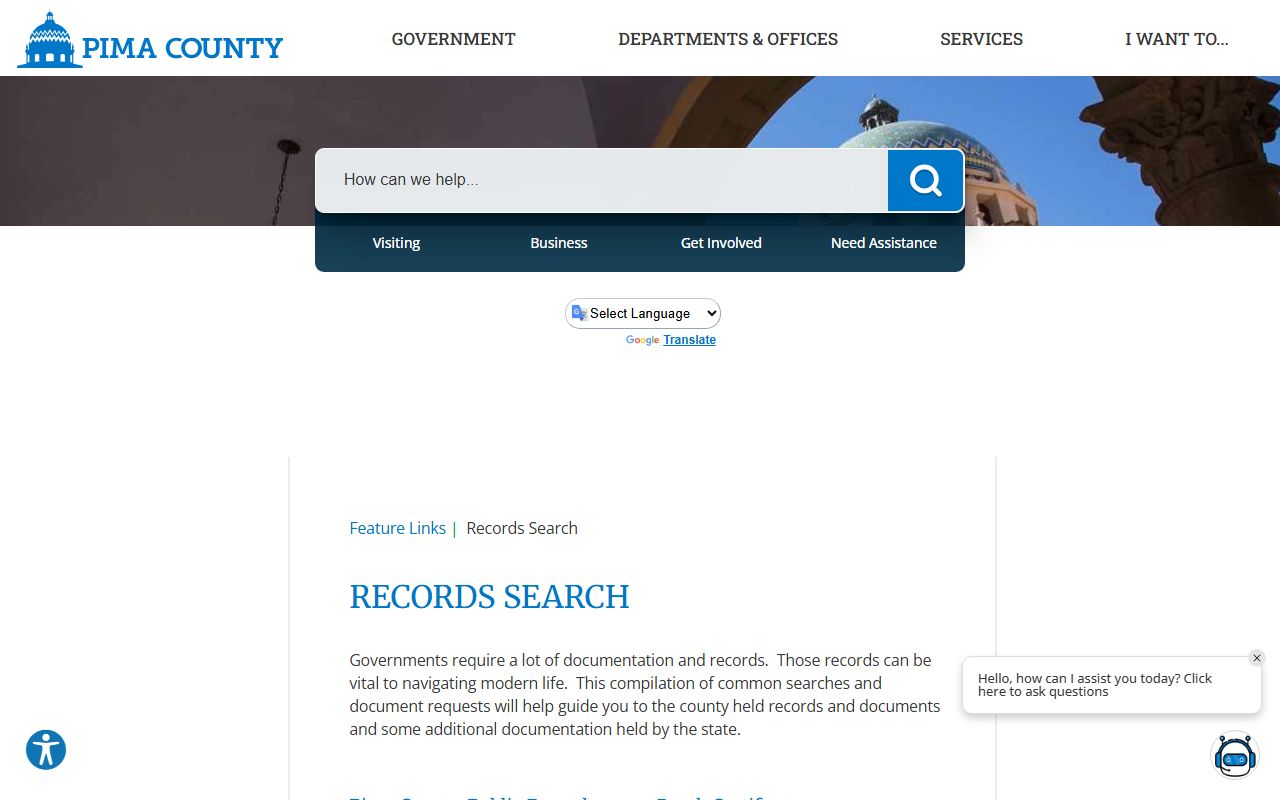 Pima County records search portal